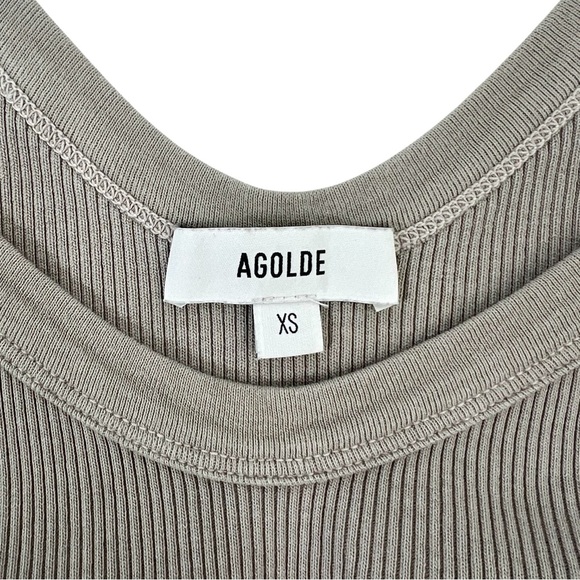 AGOLDE Jordan Tank - Gray Ribbed V-Neck Organic Cotton Tank Top sz XS - Picture 5 of 10